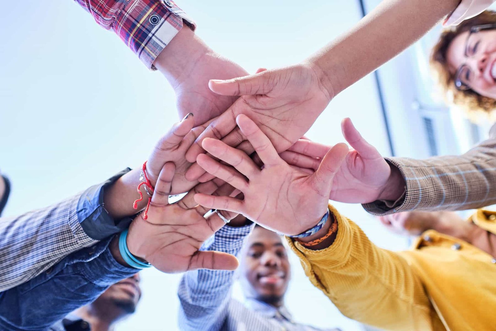 Hands joining together for a cause